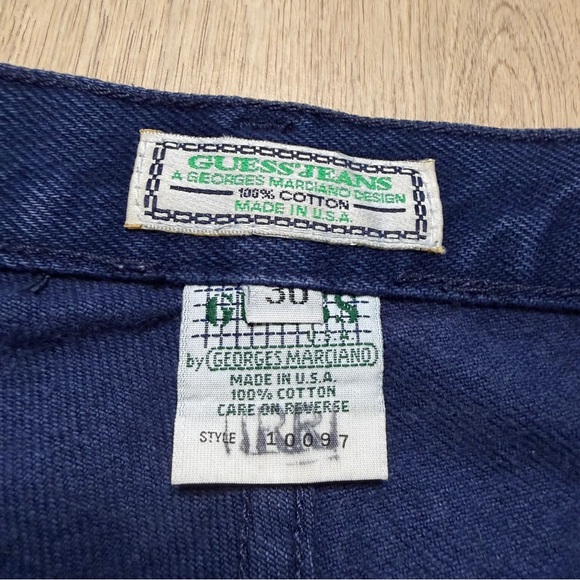 Vintage Guess USA Wide Straight Leg Denim Jeans Womens W30 Dark Blue Boyfriend - Picture 6 of 10
